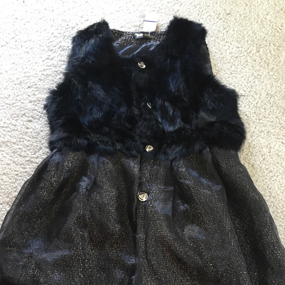 Vest dress, rabbit fur